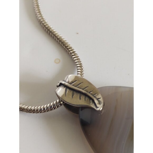 Polished Zebra Jasper Pendant & Sterling Silver Serpentine Necklace 925 Italy - Picture 7 of 13